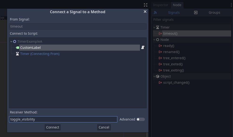 connecting the timeout signal to a method in Godot