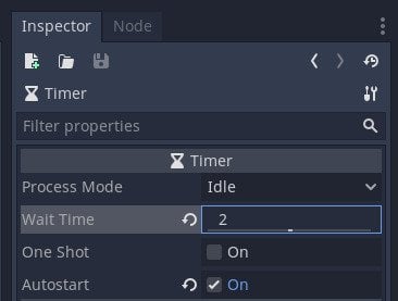 Godot timer node settings