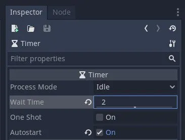 Godot timer node settings