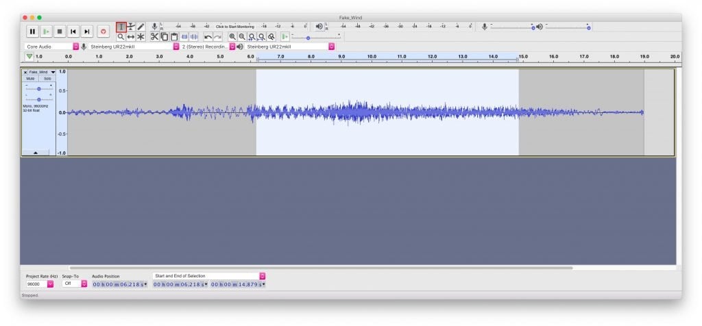 Select Audio Section to loop in Audacity