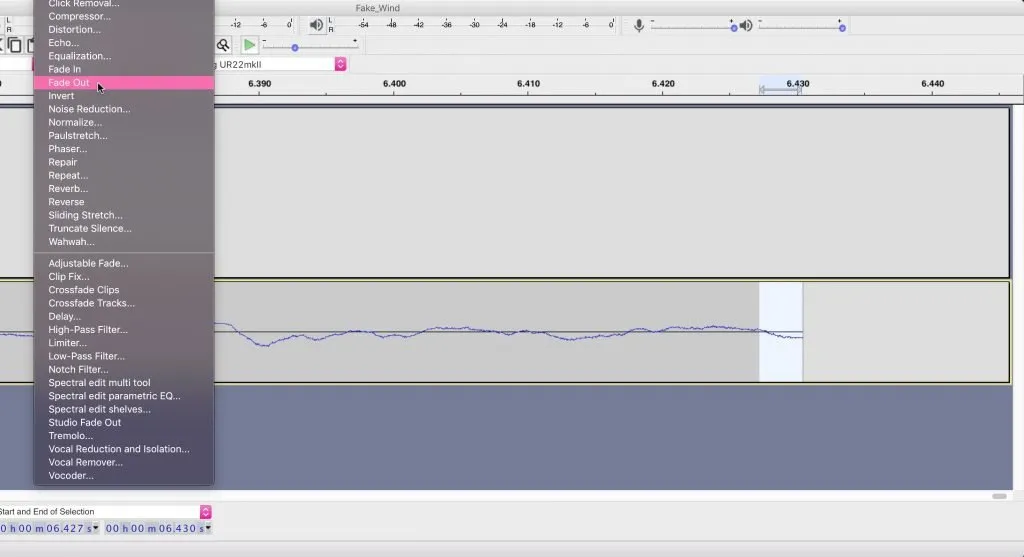 Fade out Effect Audacity