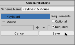 Add Keyboard and Mouse Control Scheme in Unity