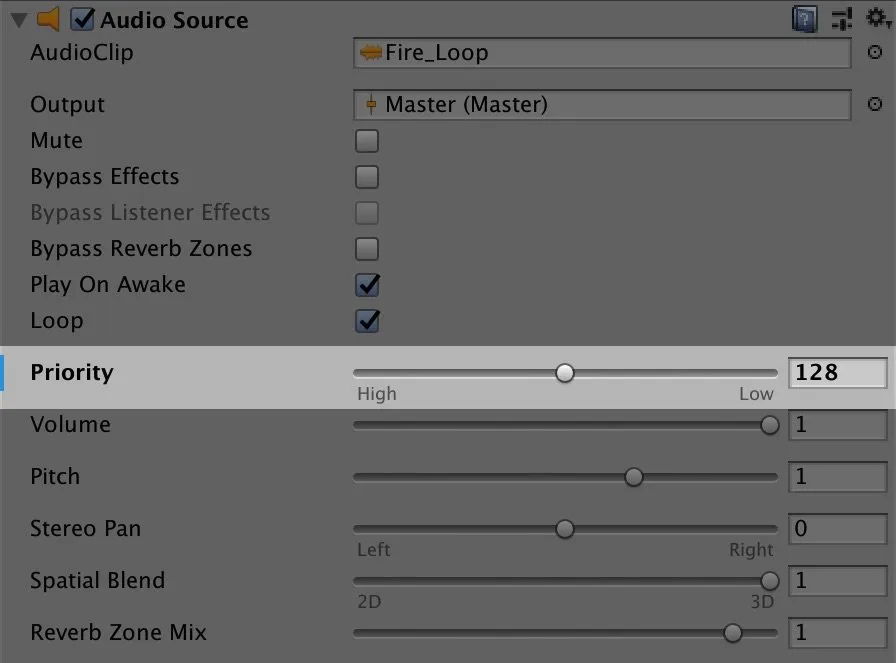 Audio Source Priority in Unity