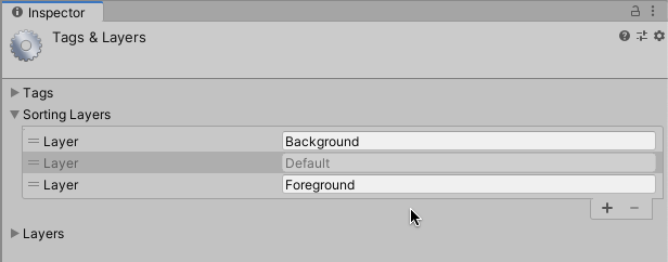 Screenshot of multiple sorting layers in Unity