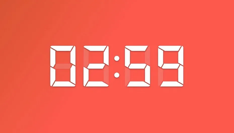 Image of a clock display reading "02:59"
