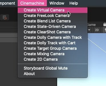 Create Virtual Camera Menu