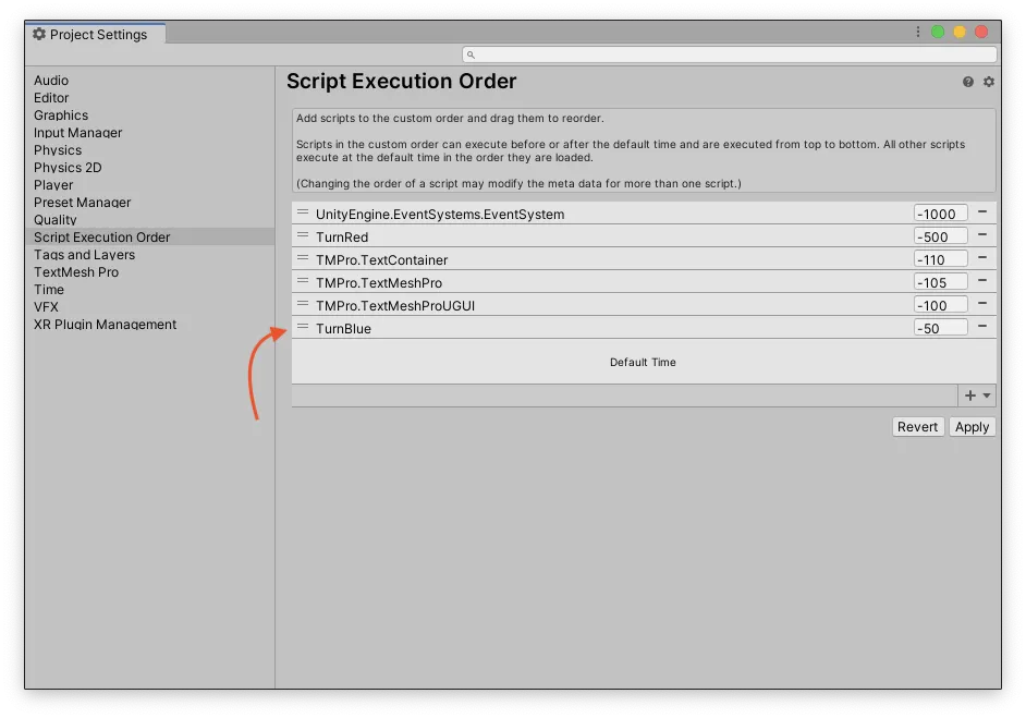 Unity - Manual: Script Execution Order settings