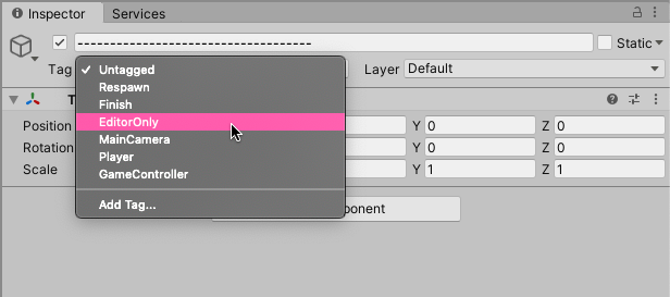 Editor only tag in Unity