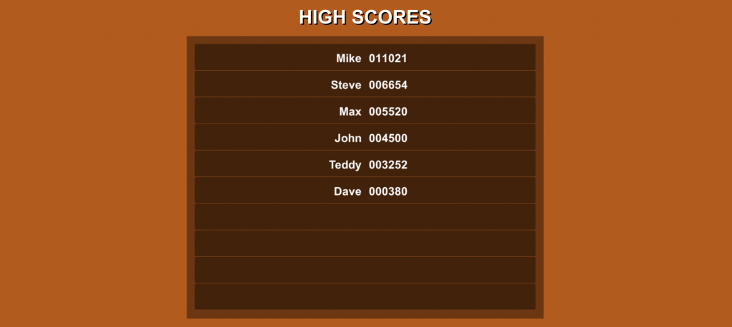 High Score Table in Unity