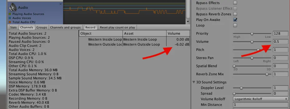 Audio Source Component Volume Logarithmic Conversion