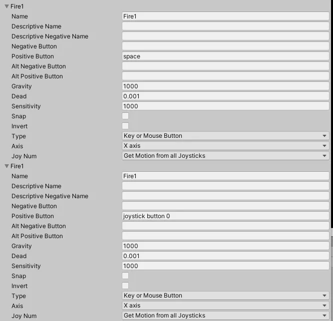 How to set up multiple inputs in the old Input Manager