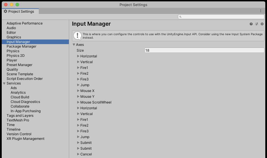 the Input Manager in Unity