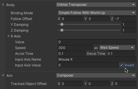 Cinemachine - Orbital Transposer and simple follow
