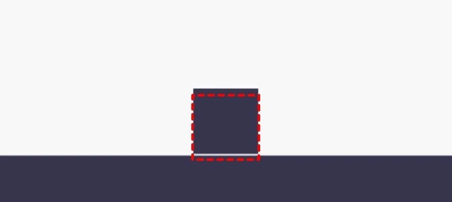 Visualisation of an overlap box detecting the area below the player