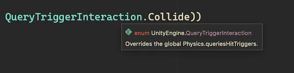 Query Trigger Interaction enum in Unity