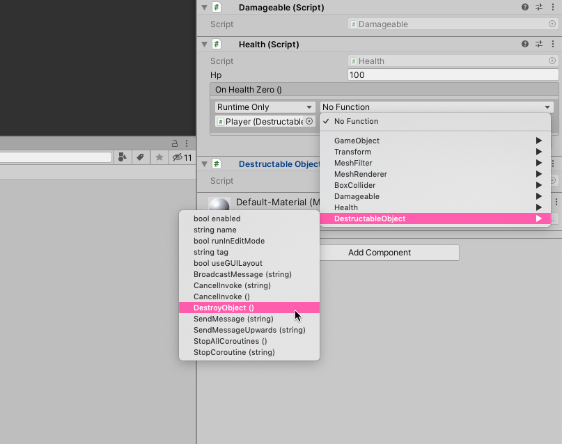 Screenshot - Select Unity Event Function