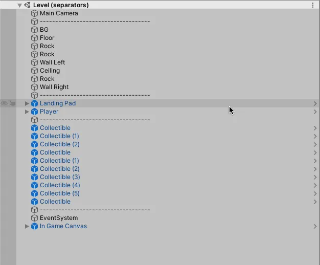 Hiding Game Objects In Unity's Hierarchy 