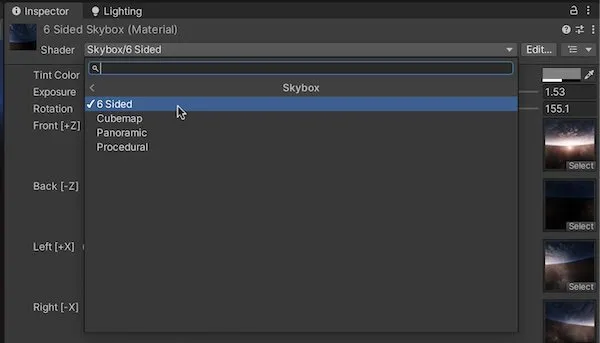 Skybox Shader Types in Unity