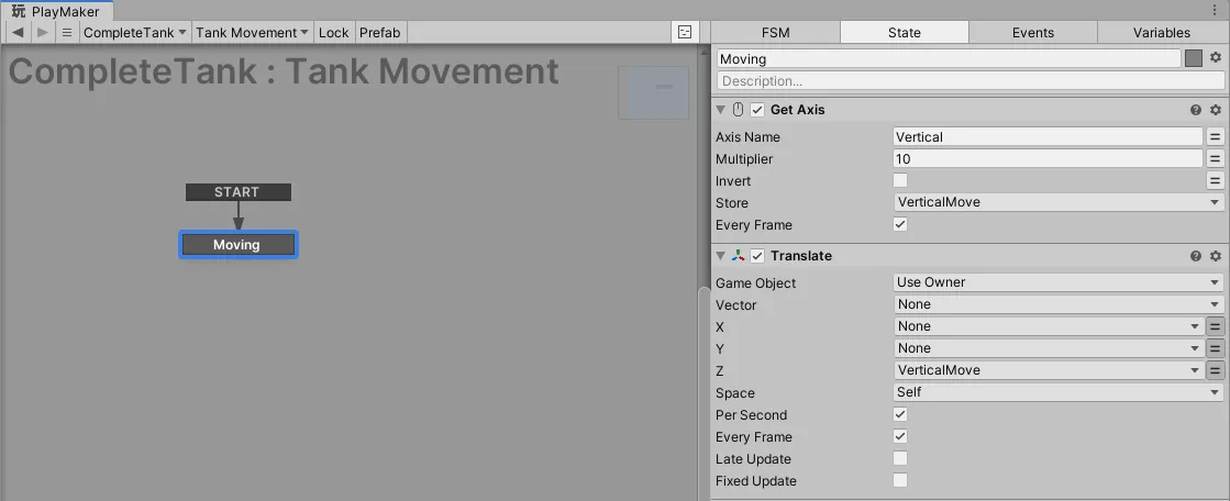 PlayMaker movement action example