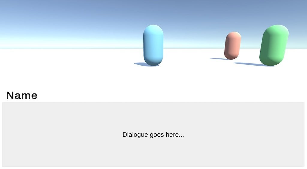 Example of a dialogue box in Unity