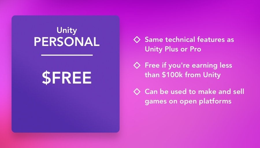 Unity Personal features