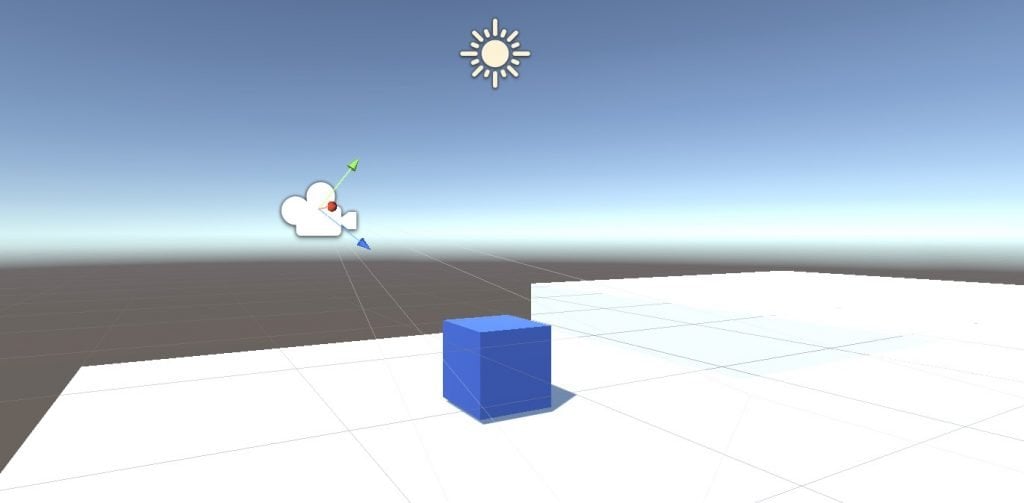 Camera positioned near a 3D object in Unity
