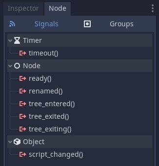the timeout signal in Godot's timer node