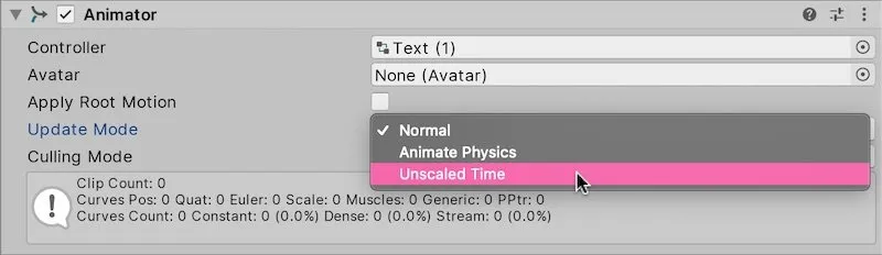 Unity Animations using Unscaled Time 